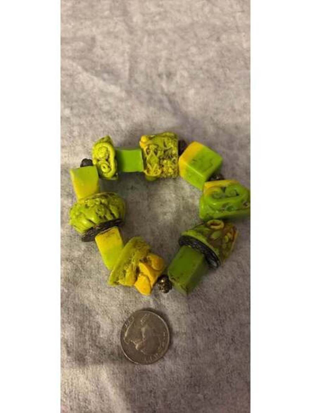 Chunky green statement bracelet!